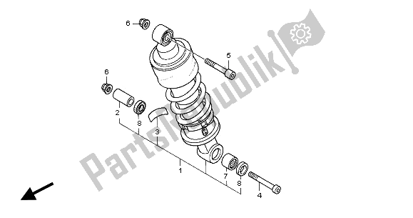 All parts for the Rear Cushion of the Honda CBF 600 NA 2005