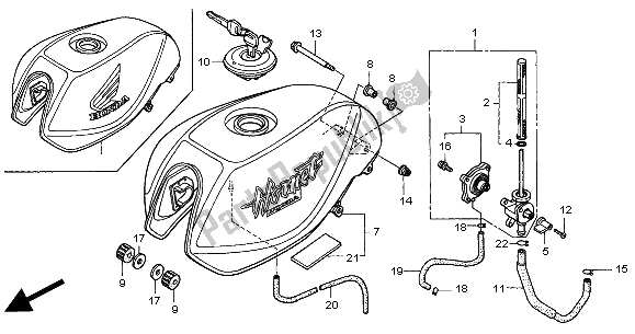 Tutte le parti per il Serbatoio Di Carburante del Honda CB 600F Hornet 2000