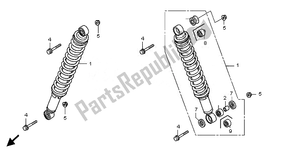 All parts for the Front Cushion of the Honda TRX 500 FA Fourtrax Foreman Rubicon 2008