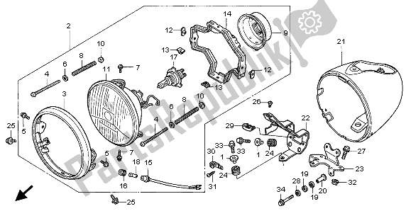 Alle onderdelen voor de Koplamp (eu) van de Honda VT 1100C3 1998