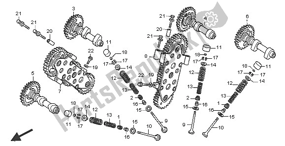 Todas las partes para árbol De Levas Y Válvula de Honda VTR 1000 SP 2005