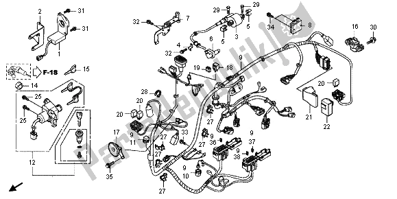 Todas as partes de Chicote De Fios do Honda SH 300 RA 2012