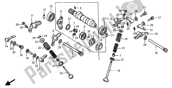 Todas las partes para árbol De Levas Y Válvula de Honda XR 400R 1996