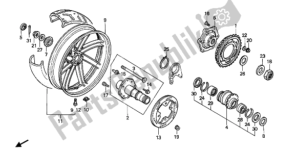 Tutte le parti per il Ruota Posteriore del Honda VFR 400R3 1990