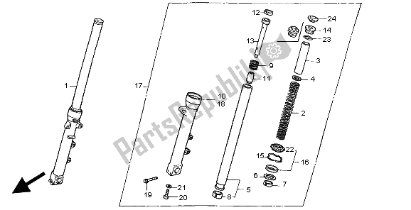 Wszystkie części do Przedni Widelec Honda CB 750F2 1999