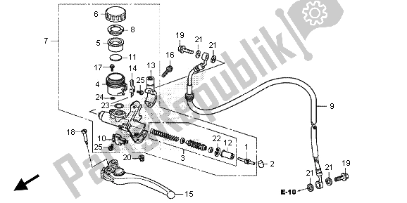 All parts for the Clutch Master Cylinder of the Honda CB 1000 RA 2013