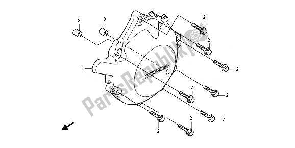 All parts for the A. C. Generator Cover of the Honda CB 1000 RA 2010