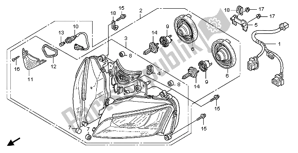 Alle onderdelen voor de Koplamp (eu) van de Honda CBR 125 RW 2009