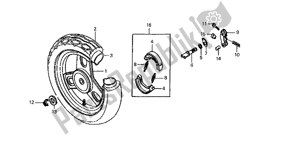 All parts for the Rear Wheel of the Honda SA 50 1 1993
