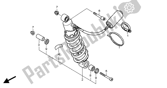 All parts for the Rear Cushion of the Honda CB 900F Hornet 2004