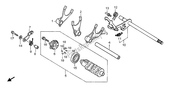 All parts for the Gearshift Drum of the Honda NT 700V 2008