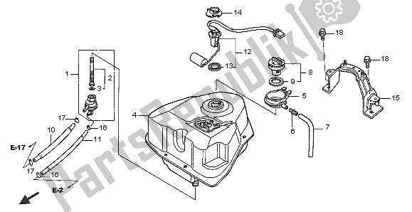 All parts for the Fuel Tank of the Honda NES 150 2005