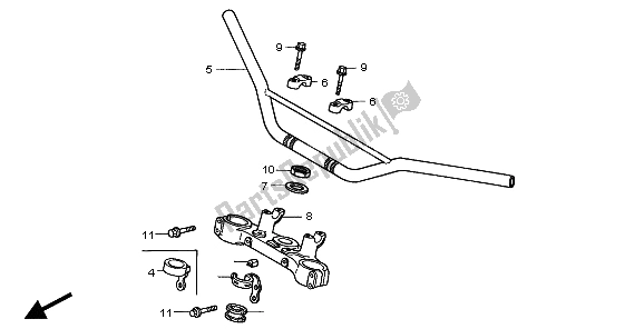 All parts for the Handle Pipe & Top Bridge of the Honda XR 400R 1997