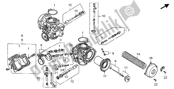 Todas as partes de Carburador (peças Componentes) do Honda GL 1500A 1997