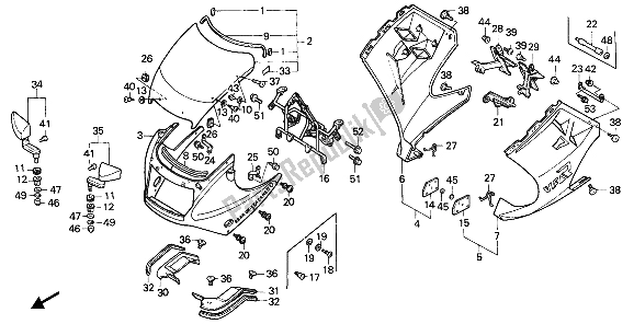 All parts for the Cowl of the Honda VFR 750F 1987