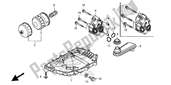 All parts for the Oil Pan & Oil Pump of the Honda NC 700S 2012