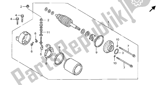 All parts for the Starting Motor of the Honda CBF 1000S 2007