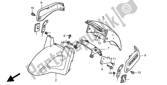 All parts for the Front Fender of the Honda ST 1100A 1997