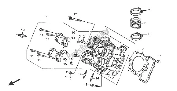 All parts for the Front Cylinder Head of the Honda XL 1000 VA 2005