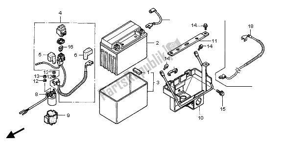 All parts for the Battery of the Honda TRX 300 EX Sportrax 2007