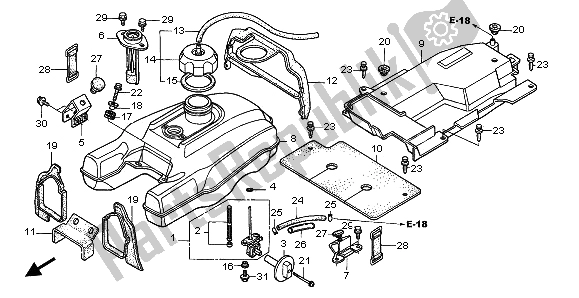 All parts for the Fuel Tank of the Honda TRX 450 FE Fourtrax Foreman ES 2002