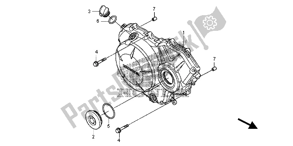 All parts for the Right Crankcase Cover of the Honda VFR 1200X 2013