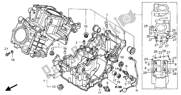 All parts for the Crankcase of the Honda VTR 1000F 2001