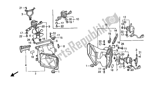 All parts for the Cooling Fan & Shroud of the Honda GL 1500 1988