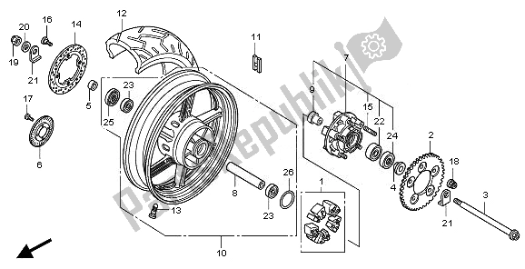 All parts for the Rear Wheel of the Honda CBF 1000 FSA 2010