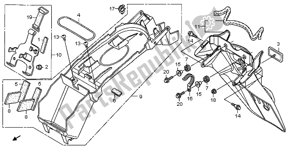 All parts for the Rear Fender of the Honda XL 1000V 2010