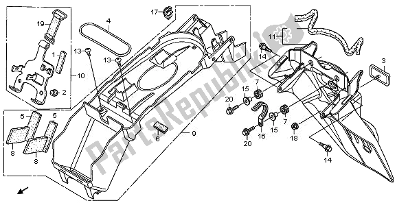 All parts for the Rear Fender of the Honda XL 1000V 2010