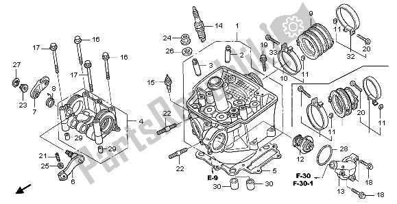 Todas las partes para Cabeza De Cilindro de Honda TRX 450R Sportrax 37 KW TE 30U Australia 2004