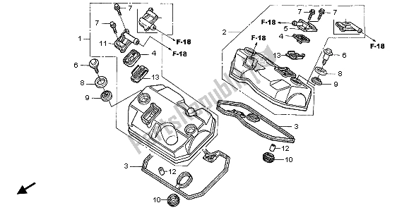 All parts for the Cylinder Head Cover of the Honda NT 650V 1999