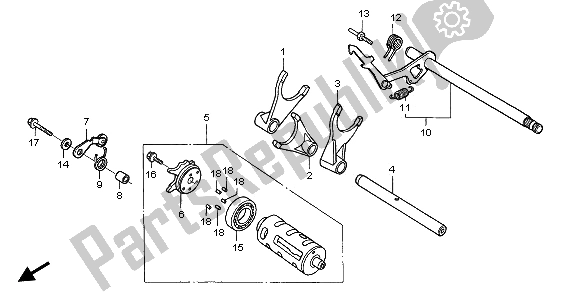 All parts for the Gearshift Drum of the Honda XL 650V Transalp 2002