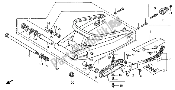 All parts for the Swingarm of the Honda CBR 900 RR 1996