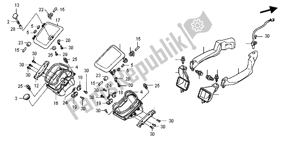 All parts for the Air Duct of the Honda GL 1800 2013