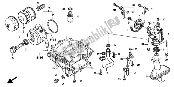 All parts for the Oil Pan & Oil Pump of the Honda CB 600F Hornet 2013