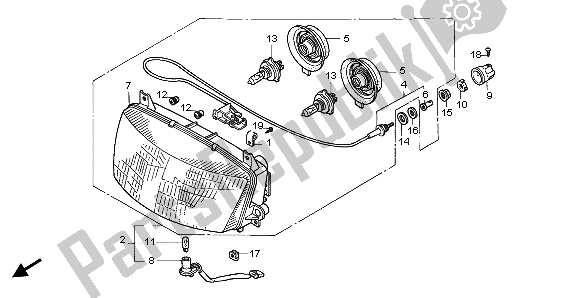 All parts for the Headlight (eu) of the Honda ST 1100 1999