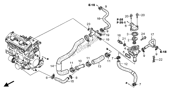 Todas as partes de Termostato do Honda CBR 1000 RR 2005