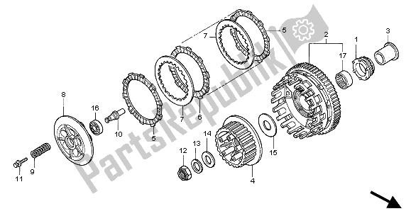 All parts for the Clutch of the Honda CBR 600F 2004