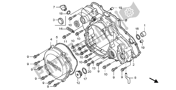 All parts for the R. Crankcase Cover of the Honda TRX 450 ER Sportrax 2006