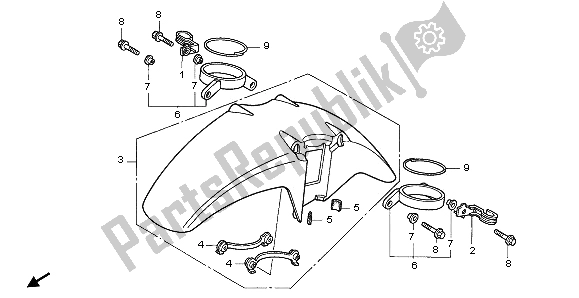 All parts for the Front Fender of the Honda CB 1000F 1996