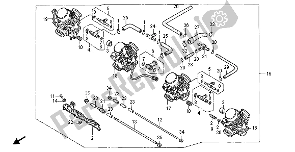 All parts for the Carburetor (assy.) of the Honda CBR 900 RR 1996