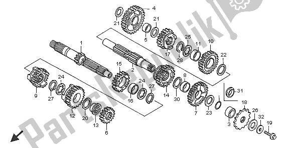 All parts for the Transmission of the Honda CR 125R 2005