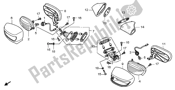 All parts for the Winker & Mirror of the Honda NSA 700A 2008