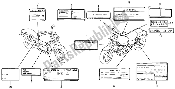 All parts for the Caution Label of the Honda VF 750C 1994