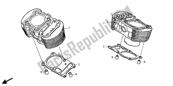 All parts for the Cylinder of the Honda VT 750 CS 2012