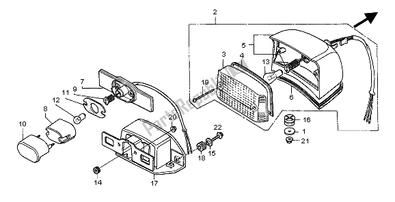 Todas as partes de Luz Traseira do Honda CA 125 1999