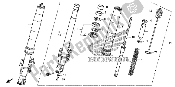 All parts for the Front Fork of the Honda VFR 1200X 2012