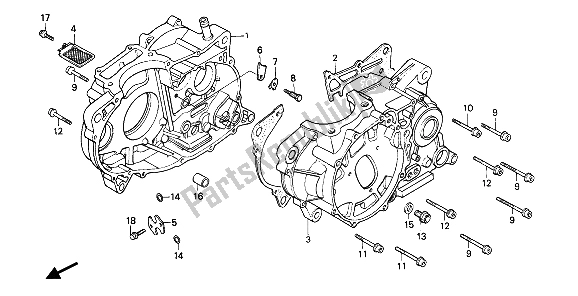 Todas as partes de Bloco Do Motor do Honda XBR 500S 1987